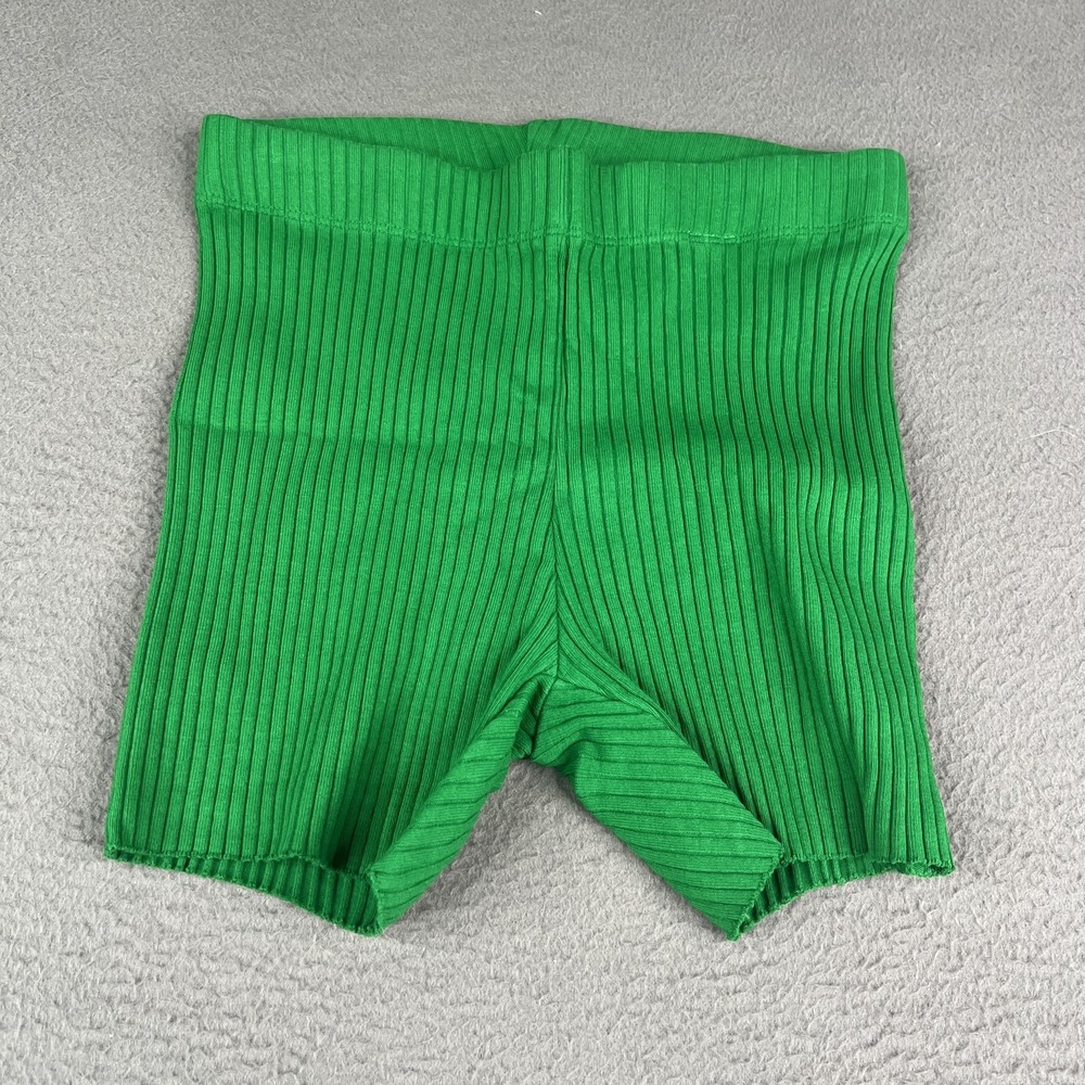 Cotton Citizen Ibiza Biker Shorts Womens XS Green Ribbed Stretch Made in USA